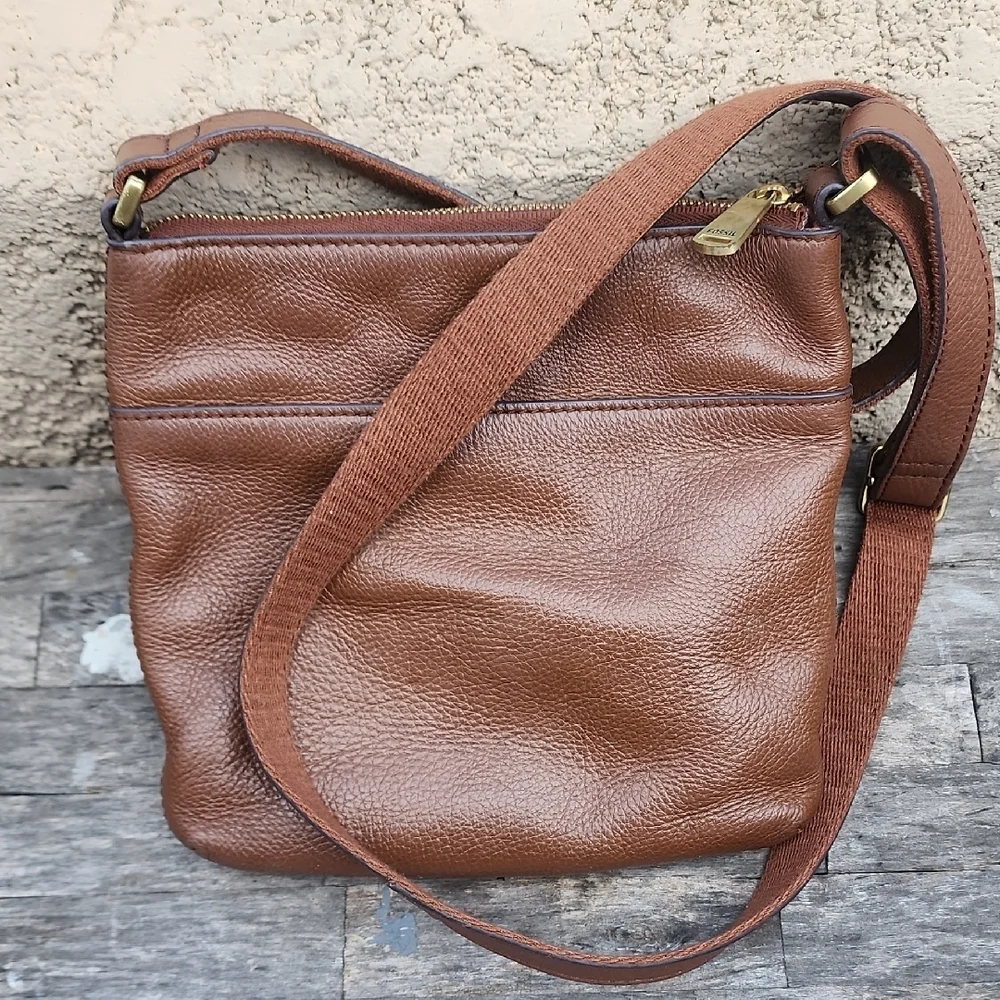 Fossil Leather Crossbody Bag Brown